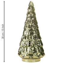 Article Sapin de Noël avec éclairage LED vintage vert doré 38cm