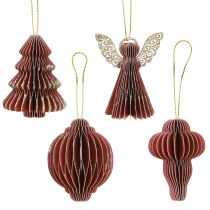 Article Décorations de Noël décorations d&#39;arbre en papier Bordeaux 6cm 12 pcs