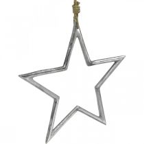 Article Décoration de Noël étoile, décoration de l&#39;avent, pendentif étoile argent L24,5cm