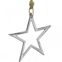 Article Décoration de Noël étoile, décoration de l&#39;avent, pendentif étoile argent L15,5cm