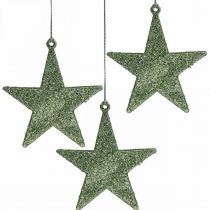 Décoration de Noël pendentif étoile menthe paillettes 10cm 12pcs