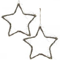 Article Décoration de Noël étoile décoration de fenêtre orme blanc lavé Ø40cm 2pcs