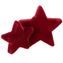 Article Décorations de Noël, étoiles, floquées bordeaux, décoration de table, 4-5 cm, lot de 40 pièces