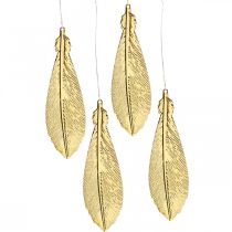 Décoration de Noël à suspendre, plumes déco or 12,5cm 16pcs