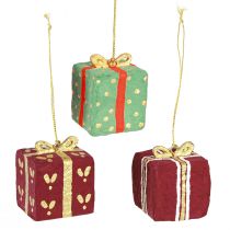 Article Décoration de Noël à suspendre cadeau papier mâché 6cm 3pcs