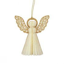 Article Ensemble de 4 anges de Noël en papier, blanc et doré, H12cm