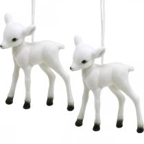 Article Décoration de Noël rennes floqués à suspendre blanc noir 2 pièces