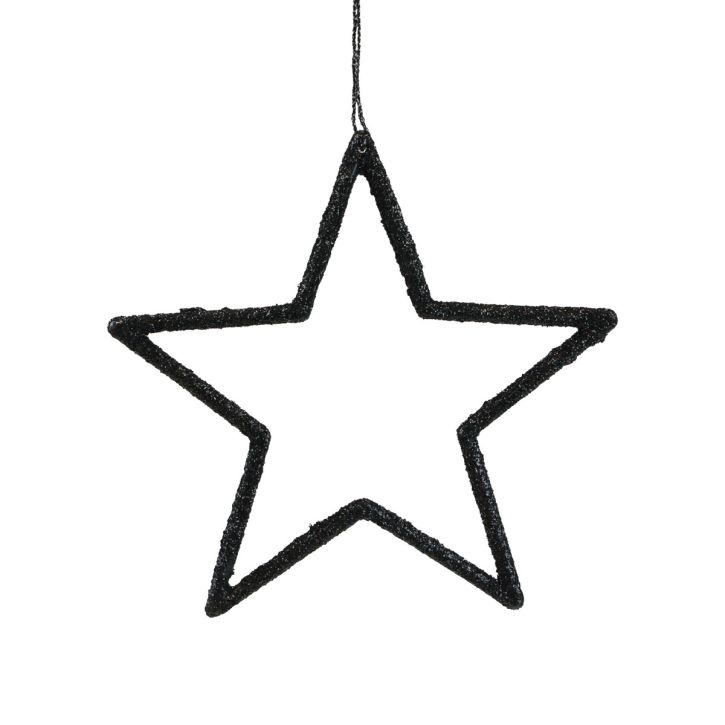 Article Pendentif étoile décoration de Noël paillettes noires 12cm 12pcs