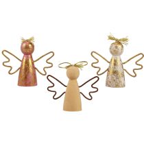 Article Décoration en bois ange de Noël cintre décoratif doré 9×3×7,5 cm 6 pcs
