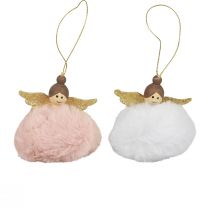 Article Décoration de sapin de Noël Ange de Noël rose blanc H8cm 2pcs