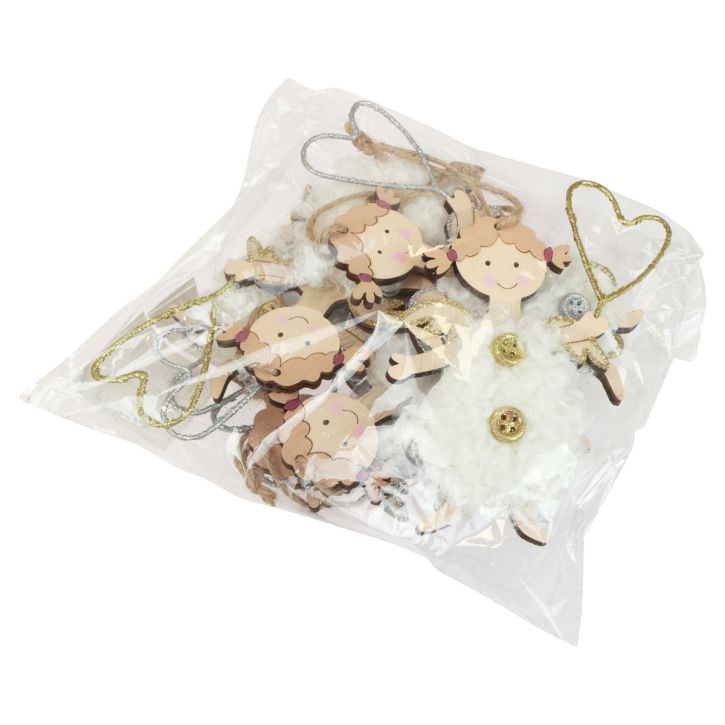 Article Ange de Noël avec coeur Décorations pour sapin de Noël en bois 14,5 cm 8 pcs