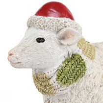 Article Figurines de Noël mouton avec bonnet et écharpe L16cm 2 pièces