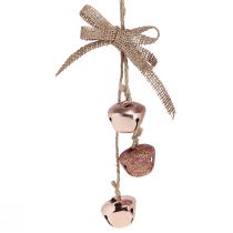 Article Cloches de Noël Décorations pour sapin de Noël cuivre rose Ø3,5cm 3pcs