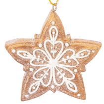 Article Ensemble de 4 décorations de Noël en plastique en forme de pain d'épices 6 cm avec cordon doré