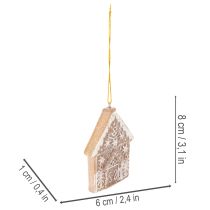 Article Ensemble de 4 décorations en plastique style pain d'épices - Renne, bonhomme, flocon, maison, 7 cm
