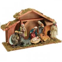 Crèche de Noël avec figurines Ensemble de décoration de Noël pour crèche 40×13×23,5cm