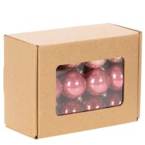 Article Boules de Noël en verre brillantes 3 cm rose et rouge - Set de 22