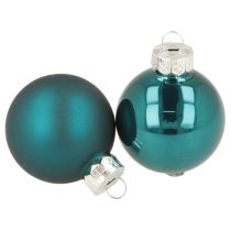 Article Boules de Noël en verre mat et brillant 4 cm bleu opale, 24 pièces