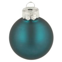 Article Boules de Noël en verre mat et brillant 4 cm bleu opale, 24 pièces