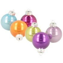 Article Set de 24 Boules de Noël en Verre Multicolores Brillantes 40 mm