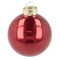 Article Boules de Noël en verre 6 cm rouges et roses, set de 24 pièces
