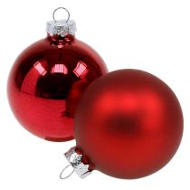 Article Boule de Noël en verre Ø6cm rouge mix 24pcs