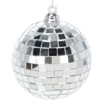 Article Boules de Noël miroir argenté 7 cm avec cordon - Lot de 6