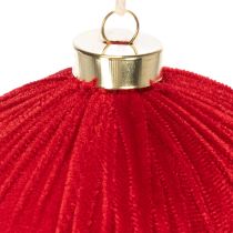 Article Boules de Noël rouges en velours 15cm à suspendre, lot de 3
