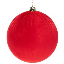 Article Boule de Noël en velours rouge à suspendre, Ø 25 cm, lot de 2