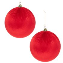 Article Boule de Noël en velours rouge à suspendre, Ø 25 cm, lot de 2
