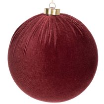 Article Boules de Noël en velours bordeaux 15 cm à suspendre - Lot de 3