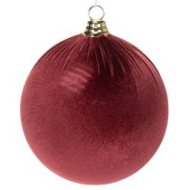 Article Boule de Noël en velours bordeaux Ø20cm x3