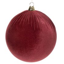 Article Boules de Noël en velours bordeaux 25 cm, lot de 2, pour suspension intérieure