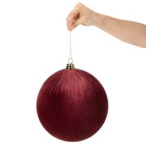 Article Boules de Noël en velours bordeaux 25 cm, lot de 2, pour suspension intérieure