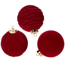 Article Boules de Noël en plastique rouge velouté 8 cm Lot de 12