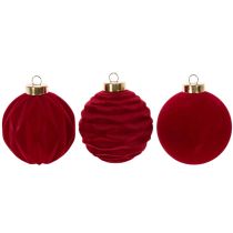 Article Boules de Noël en plastique rouge velouté 8 cm Lot de 12