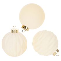 Article Boules de Noël en plastique blanc crème 8 cm lot de 12