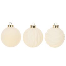 Article Boules de Noël en plastique blanc crème 8 cm lot de 12
