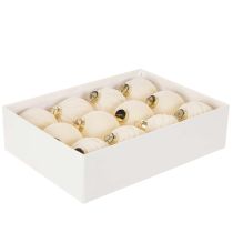 Article Boules de Noël en plastique blanc crème 8 cm lot de 12
