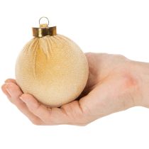 Article Boules de Noël en velours textile tons chauds Ø 8 cm set de 12