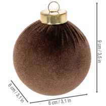 Article Boules de Noël en velours textile tons chauds Ø 8 cm set de 12