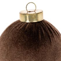 Article Boules de Noël en velours textile tons chauds Ø 8 cm set de 12