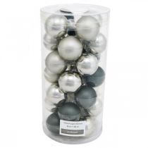 Article Mini boule de Noël, mélange décoration sapin, décoration de l'Avent noir/argent/nacre H4,5cm Ø4cm verre véritable 24 pcs