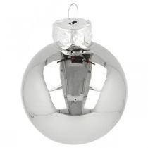 Article Mini boule de Noël, mélange décoration sapin, décoration de l'Avent noir/argent/nacre H4,5cm Ø4cm verre véritable 24 pcs