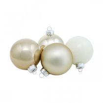 Article Boule de Noël, décoration sapin de Noël, boule en verre blanc/nacre H6,5cm Ø6cm verre véritable 24 pcs