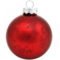 Article Boules de Noël rouges marbrées en verre Ø6 cm - Lot de 24