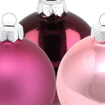 Article Boules de Noël, décorations d&#39;arbres, boules de verre violet H8.5cm Ø7.5cm verre véritable 12pcs