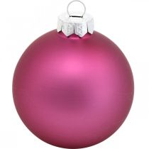 Boules de Noël, décorations de sapin de Noël, boules de sapin violet H6.5cm Ø6cm verre véritable 24pcs