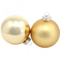 Boule de sapin, Décorations de sapin de Noël, Boule de Noël dorée H8.5cm Ø7.5cm verre véritable 12pcs