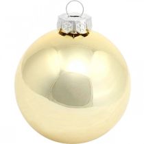 Article Boule de sapin, Décorations de sapin de Noël, Boule de Noël dorée H8.5cm Ø7.5cm verre véritable 12pcs